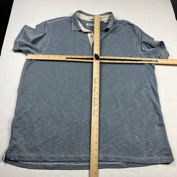 Tommy Bahama Men’s Polo Shirt Blue Slub Knit Soft Washed Resort Casual Beach XL - Picture 5 of 10
